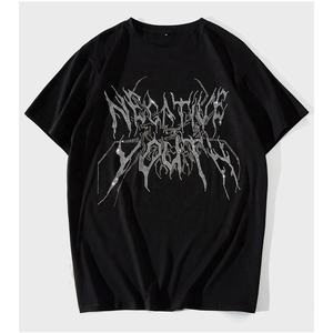 Camiseta de hombre de algodón 100% resistente con pedrería, corte holgado, cuello redondo, alta visibilidad, camiseta con pedrería para hombre. - Product Image 1