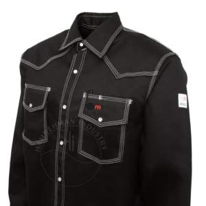 Chemises de sécurité haute visibilité FR en coton et spandex extensible avec boutons-pression pour soudeurs, ignifuges et anti-chaleur - Product Image 2