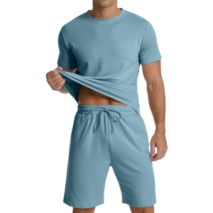 Survêtement d'été respirant de haute qualité, vêtements décontractés et confortables à manches courtes, 100% coton, pour hommes - Product Image 3
