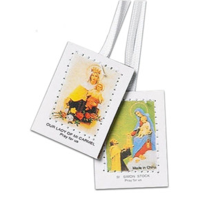 Escapulario de Fieltro de Lana Blanco de Nuestra Señora del Monte Carmelo, San Simón, Escapulario Católico, Collar de Hilo, Regalos Religiosos - Product Image 1