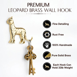 Wholesale Handmade Golden Leopard <b>Wall</b> Hook Design Vintage Metal Animal Decorative Hook For Keys And Small Item - Product Image 3