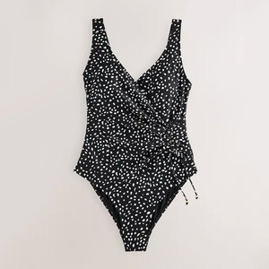 Maillot de bain une pièce tendance pour femme, idéal pour l'été, en tissu doux et flexible, coupe confortable, motif uni sur le devant - Product Image 1