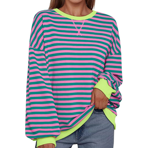 Sweat-shirts à manches longues pour femmes, taille plus, 100% coton, écologiques, lavés, conçus sur mesure, service OEM, automne/hiver - Product Image 5