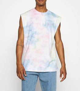 Camisetas de tirantes deportivas para hombre con estampado tie-dye y LOGO personalizado, elásticas y suaves, sin mangas, para fitness, tendencia 2026 - Product Image 1