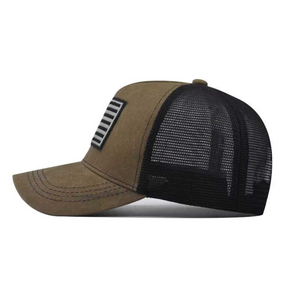 Casquette de camionneur unisexe avec broderie drapeau américain, dos en maille vert olive, ajustement réglable, chapeau décontracté pour le printemps et l'été - Product Image 3