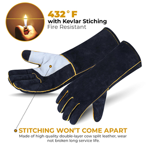 Hot Selling Customizable Full-Finger Breathable Leather Safety <b>Gloves</b> Outdoor Usage Welding Safety <b>Gloves</b> For Adults - Product Image 4
