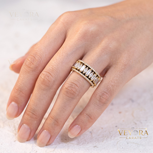 Protector de anillo de plata de ley maciza con piedras de moissanita marquise y baguette para el sofisticado anillo Oura - Product Image 5