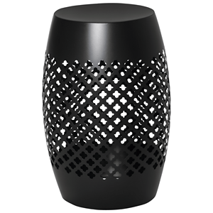 12.5\" <b>Black</b> Steel Outdoor <b>Side</b> <b>Table</b> <b>Round</b> Hollow Drum Patio End Accent <b>Table</b> Indoor and Outdoor Suitable - Product Image 1