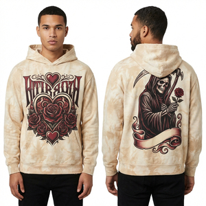 Sweat-shirt tendance pour homme avec blocs de couleurs contrastées, design patchwork, pull personnalisé bicolore en coton, streetwear urbain - Product Image 3