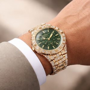 Reloj de Buceo Mecánico de Lujo con Esfera Verde para Hombre, Acero Inoxidable Dorado, Cristal de Zafiro, Resistente al Agua, Estilo Hip Hop, Regalo Premium para Negocios - Product Image 3