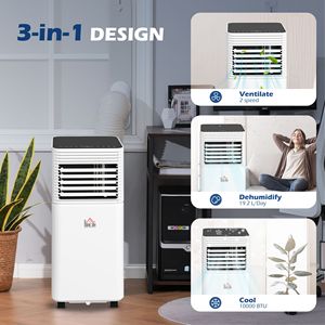 Condizionatore d'Aria Portatile da 10000 BTU con Telecomando, Timer 24H, Display LED, Nero, per Raffreddamento e Deumidificazione Ambienti - Product Image 4