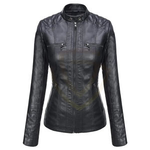 Veste en cuir pour femme respirante de haute qualité, style tendance, nouveau modèle, fermeture éclair décontractée, veste en cuir pour femme - Product Image 3