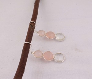 Vente en gros de boucles d'oreilles en argent sterling 925 avec quartz rose naturel, fabricant de bijoux en pierres précieuses, argent S925, quartz rose - Product Image 4