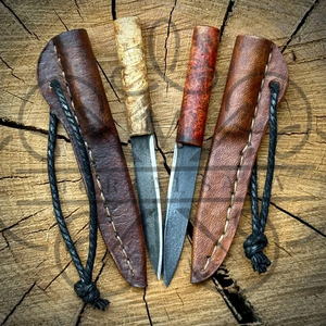 Couteaux en acier carbone faits à la main avec manches en bois, ensemble de couteaux de bushcraft durables à l'embout lisse - Product Image 4