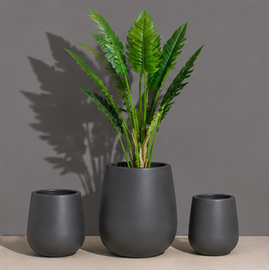 SwamiG TradeX Eco-Friendly Fiberglass Modern Handmade Powder Coated <b>Stone</b> Look Flower Pot Planter for Home Hotel Garden Use - Product Image 3