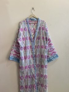 เสื้อคลุมกิโมโนสไตล์โบฮีเมียนปักลายฮิปปี้แบบยาว งานฝีมือวินเทจ - Product Image 4