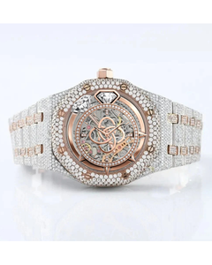 Reloj de Lujo para Hombre, Esqueleto, con Moissanita, Bisel de Diamantes en Oro Rosa y Plata, Mecánico Automático, Estilo Hip Hop - Product Image 2