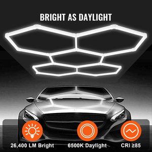 Luci LED Esagonali per Garage 26400LM 6500K, Sistema a 5 Griglie Fai-da-Te, Luminarie Bianco Freddo per Dettaglio Auto e Parcheggi - Product Image 2