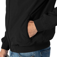 Blouson Bomber Classique Noir Personnalisé pour Homme – Fermeture Éclair Intégrale, Col Montant, Ourlet Côtelé – Vêtement d'Extérieur Décontracté Style Urbain pour la Mode Moderne