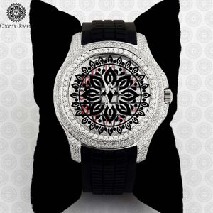 Montre de luxe Charm Jewells en acier inoxydable, incrustée de diamants, mouvement mécanique analogique, cadran de 40 mm, résistance à l'eau 10 bars, automatique - Product Image 4