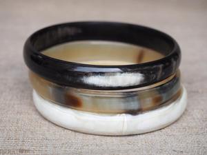 Brazalete de cuerno de búfalo natural negro y blanco para mujeres y niñas, pulido, de forma redonda, joyería, artesanía natural, gran venta. - Product Image 4