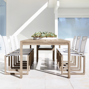 Mesa de comedor rectangular hecha de madera de teca ecológica con un estilo moderno y sencillo para uso en exteriores. - Product Image 6