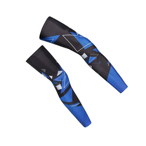 Manchons de cyclisme bleus et noirs à imprimé géométrique, anti-UV, unisexe, taille adulte, en Spandex et Polyester, impression par sublimation - Product Image 3