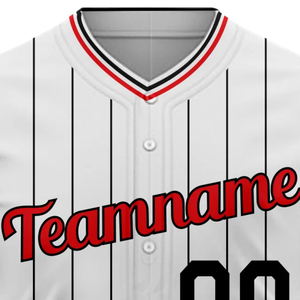 Camiseta de Béisbol Blanca con Rayas Finas, Manga Corta, con Botones, Uniforme de Equipo Personalizado, Transpirable, de Poliéster, Deportiva - Product Image 4