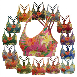 Whole Sale Fashionable Stylish Custom Printed Sports <b>Bra</b> Strappy Back Yoga Gym Fitness Crop Top Breathable Push Up Workout <b>Bra</b> - Product Image 1