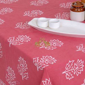 Mantel Elegante con Estampado Floral Dabu, 100% Algodón, Hecho a Mano con Técnica de Impresión en Bloque, Diseño Rectangular Tradicional - Product Image 4