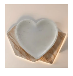 Plateau de rangement en marbre blanc en forme de cœur, organiseur de bijoux, plateau décoratif de haute qualité, prix de gros - Product Image 2