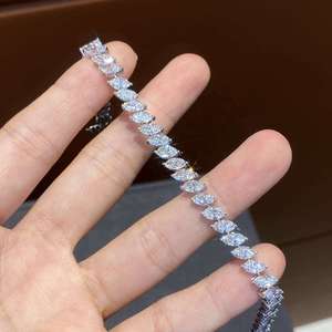 Pulsera de Plata 925 con Diamantes de Moissanita Marquise, Brazalete Tipo Tenis para Mujer, Joyería de Lujo, Regalo para Bodas y Fiestas - Product Image 4