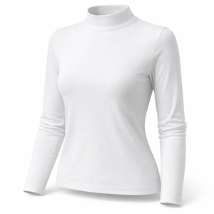 T-shirt à col montant et manches longues personnalisé pour femmes - Fabricant OEM avec faible MOQ - Product Image 3