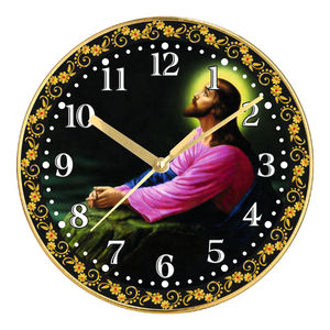 Horloge murale chrétienne personnalisée créative avec impression de Jésus - Marque Liviya, plastique, logo personnalisé, couleur au choix pour Noël, fête des mères - Product Image 1