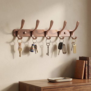 Nouveauté : Porte-objets mural double en acier inoxydable |   Porte-manteau, porte-chapeau, porte-serviette et porte-clés robuste |   Organisateur multi-crochets moderne pour la maison - Product Image 2