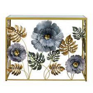 Table console de luxe en métal plaqué or de haute qualité, au design floral attrayant, à un prix impressionnant - Product Image 2
