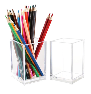 Porte-stylos en acrylique transparent de style moderne, conteneur de rangement pour pinceaux de maquillage, boîte de rangement pour la maison, la chambre, le bureau - Product Image 2