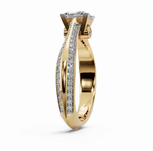 Anillo de Compromiso con Diamante Cultivado en Laboratorio Princess Secret, con un Peso Total de 0.829 Quilates y 63 Piedras Brillantes en una Banda de Oro Fino - Product Image 2