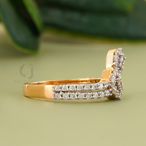 0.51CT Nature Inspired Leaf Bypass Diamond <b>Ring</b> 14K White Gold Round Brilliant Lab Grown Marquise Halo <b>Statement</b> Jewelry <b>Silver</b> - Product Image 2