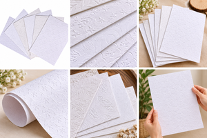 Feuilles de papier gaufré blanc de qualité supérieure, motifs floraux, feuilles et étoiles variés, pour cartes de mariage, emballage cadeau, travaux manuels DIY - Product Image 4