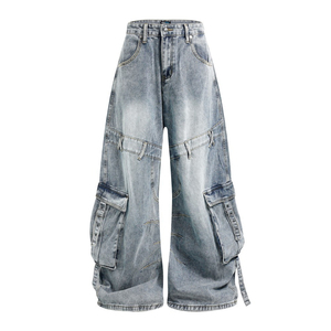 Wholesale <b>Mens</b> Custom Straight Fit Denim Pants 100% Cotton Premium Quality Heavy Duty <b>Work</b> Trousers - Product Image 4