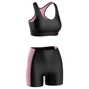 Conjunto de Yoga Personalizado al por Mayor para Mujer, de Secado Rápido, Sin Costuras, 2 Piezas, Shorts de Cintura Media y Sujetador Deportivo con Soporte Antibacteriano Frontal - Product Image 2