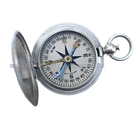 Antiker Messing Vintage Taschen kompass WWII Longines-Wittnauer Vintage Kompass Anhänger Schöne kleine 2 Zoll CHCOM387