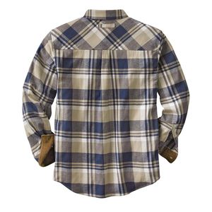 Camisa de franela a cuadros beige grisáceo, interior térmico de algodón cepillado, con botones, estilo relajado para exteriores, camisas de franela para hombre - Product Image 2