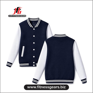JUST FITNESS GEARS Men's Custom <b>Varsity</b> <b>Jacket</b> <b>Red</b> <b>Black</b> Front Embroidery Stand Casual Winter Wear Eco-Friendly 100% Polyester - Product Image 1