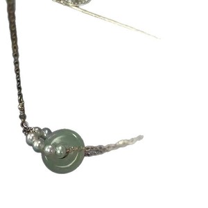 Collier de haute qualité en argent plaqué S925 avec boucle de sécurité en jade naturel, perle d'eau douce, fermoir en or, chaîne en os, produit frais et doux - Product Image 5