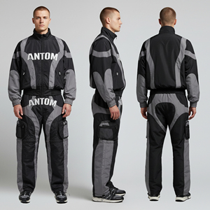 Cut <b>Sew</b> Cotton Windbreaker Hooded Casual Solid Winter Tracksuits <b>Set</b> Custom Design Sports Workout Football 2 Piece Men - Product Image 1