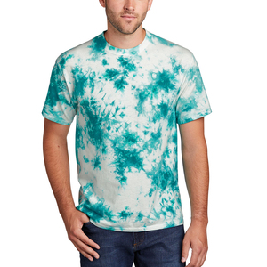 Wholesale Men's <b>Tie</b>-Dye Short Sleeve T-Shirt O-Neck Casual Knitted Regular Fit Teal <b>White</b> Patterned 100% Cotton 2026 - Product Image 1