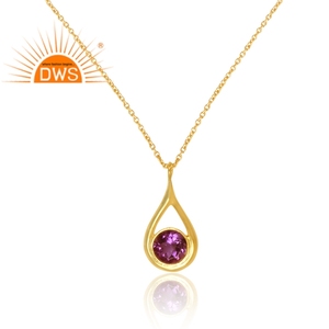 Collar con colgante de plata de ley fina para mujer, Gema de amatista natural, fabricante de joyería - Product Image 5