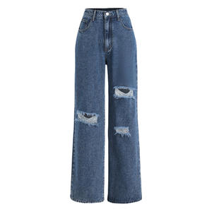 Prix de gros – Jean en denim coupe large avec fentes latérales pour femme – Respirant, dernier design, ajustable, doux et élégant - Product Image 6
